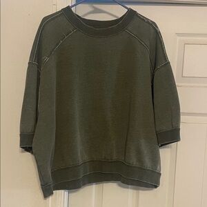 We The Free Olive Green Short Sleeve Sweatshirt